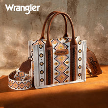 Load image into Gallery viewer, Wrangler Southwestern Print Small Canvas Tote/Crossbody - Coffee
