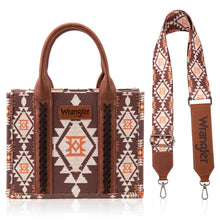 Load image into Gallery viewer, Wrangler Southwestern Print Small Canvas Tote/Crossbody -  Coffee
