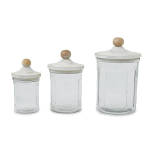 GLASS CANISTER SET With Wood Lid