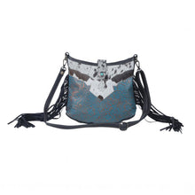 Load image into Gallery viewer, SAPPHIRE VINES LEATHER &amp; HAIRON BAG
