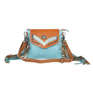 BLUE WINGS HAND-TOOLED BAG